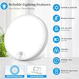 2-Pack Battery Operated Motion Sensor LED Ceiling Light, 7.2inch Flush Mount Light Fixture 6000K, Wireless Motion Activated Ceiling Lamp in 400LM for Closet Pantry Laundry Stair(Battery Not Included)