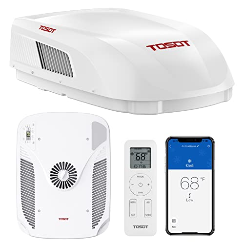 TOSOT GO Cool RV Air Conditioner 15000 BTU, Non-Ducted Camper Rooftop AC Unit with Heat Pump, WiFi and Remote Control, White