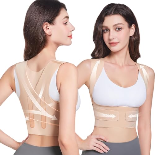 Fit Geno Posture Corrector for Women Invisilite: Invisible Lightweight Back Brace for Neck Shoulder & Upper Back Pain Relief - Improve Posture Correct Hunchback Slouching Under Clothes (Small)