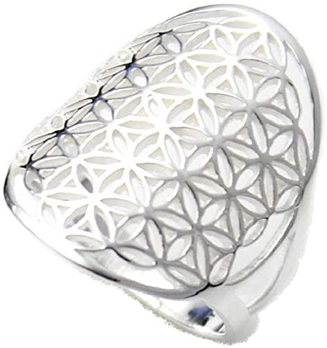COSUMOSU Flower of Life Sacred Geometry 925 Sterling Silver statement rings (Silver)