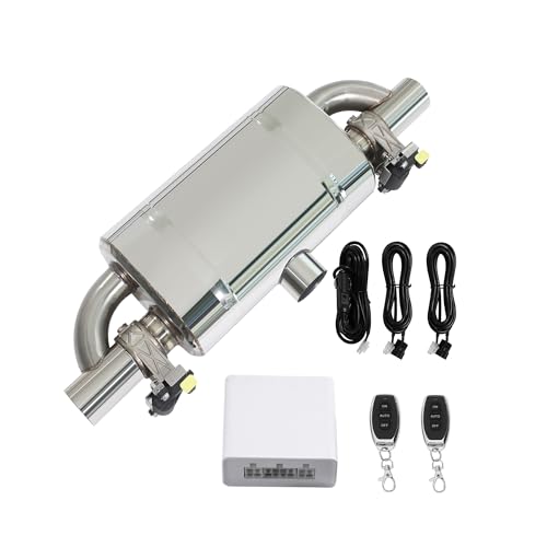 Valved Muffler Kit, 2.5in Performance T Box Muffler Valve Controller 2 Electronic Valves Exhaust Silencer Center In Dual Out