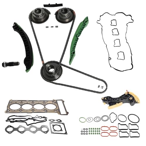 1.8 Timing Chain Kit with Camshaft VVT Gears & Cylinder Head Gasket Set for Mercedes-Benz M271 W204 1.8L 1796CC 2710501500 2710501400