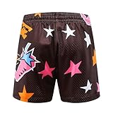 DIOTSR Mens Graphic Basketball Shorts Elastic Waistband Athletic Running Active Shorts Casual Streetwear (01 Star-Coffee,Medium)