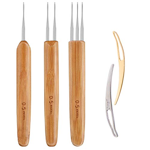 AUGSUN Dreadlock Crochet Hook Tool,Braid Hair Dreadlocks Needle, Interlocking Tool for Locs,Weaving Crochet for Braid Craft Knitting Needles (0.5mm)