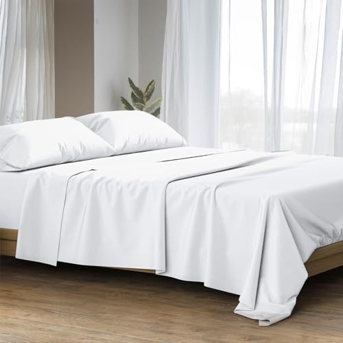 Ashton Sheets King Sheets Set Egyptian Cotton - 1500 Thread Count 4 PC Egyptian Cotton Sheets King Size, Luxury Sheets King Size, Cooling High Thread Count Deep Pocket Sheets, Fits Upto 19" - White