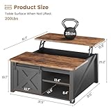 SEDETA 31.5" Lift Top Coffee Table with Storage, Square Coffee Table for Living Room, Farmhouse Coffee Table with Large Hidden Storage Compartment and Adjustable Shelves, Black