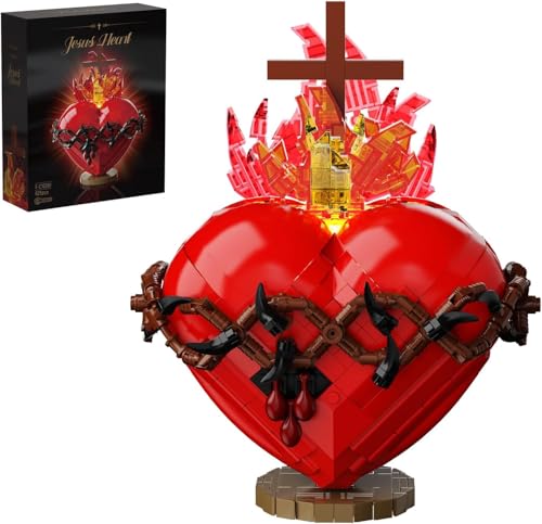 Sacred Heart of Jesus Building Block Set, Sacred Heart Building Model，Compatible with Lego Jesus Toy Decoration for Prayer Room, Christian，Religious, for Adults (625 PCS)
