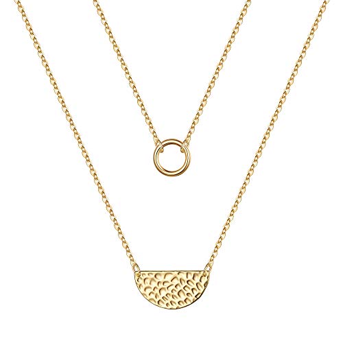 Turandoss Dainty Circle Choker Necklaces for Women - Dainty 14K Gold Small Open Circle Necklace Chain Choker necklaces for Women