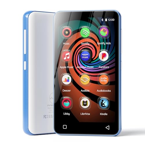 MP3 Player with Bluetooth and WiFi, innioasis 160GB Music Player with Spotify,Pandora,Amazon Music,4" Touch Screen Android MP4 MP3 Player for Kids with Libby,Audible,Audiobooks(White-Blue)