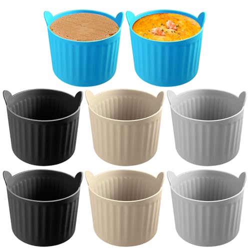 YINARONG 8 Pcs Air Fryer Baking Ramekins Premium Food-Grade Silicone Mold Cups Non-Stick Air Fryer Accessories Air Fryer Egg Molds for Eggs, Cupcakes, Muffins, Puddings, Tarts, Custards