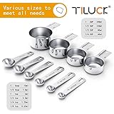 TILUCK Stainless Steel Measuring Cups & Spoons Set, Cups and Spoons,Kitchen Gadgets for Cooking & Baking (Medium)