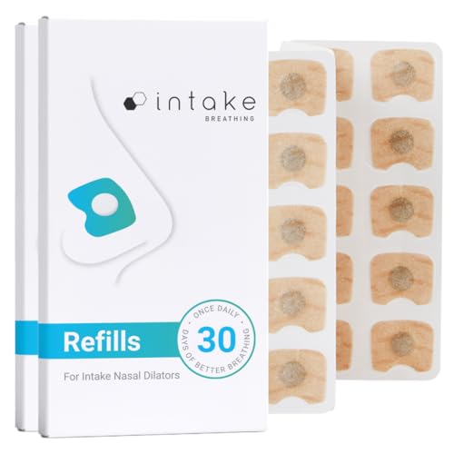 Intake Breathing Refill Tabs (60 Count, Pack of 2) – Magnetic Nasal Strips for Sleeping – Snoring Solution – Nasal Dilators for Better Breathing, Sleep & Exercise, All-Night Comfort