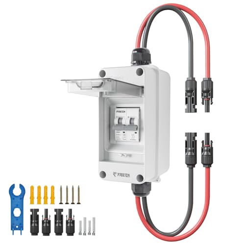 Pjerjzn Solar Panel Disconnect Switch 1000V DC/AC 60A PV Disconnect Switch Outdoor Miniature Circuit Breaker IP65 More Space Quick Installation for Solar PV Array Homes Battery (1000V 60 Amp)