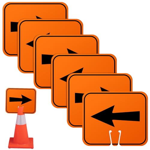 Geetery Traffic Arrow Orange Detour Signs Road Cone Top Directional Left Right Arrows Sign for Road Barricade Outdoor Construction(6 Pcs)