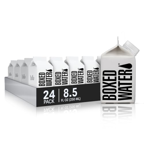 Boxed Water 8.5 oz. (24 Pack) – Purified Drinking Water in Boxes, BPA-Free, Refillable Cartons, Sustainable Alternative to Plastic Bottled Water, Mini Water for Kids