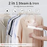 Iron Steamer for Clothes - Mini Iron, Portable Handheld Garment Steamer, 3 in 1 Steam Iron Wet & Dry Ironing, 15s Fast Heat Up, 900W Wrinkles Remover Clothes Steamer for Home, Office and Travel, 120V