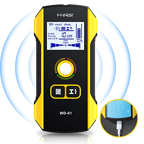 FNIRSI Stud Finder Wall Scanner - 6 in 1 Electronic Wall Wood Stud Finder, Wall Detector with Updated Positioning Hole for Center and Edge of Wood AC Wire Metal Studs Joist Pipe