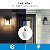 DEWENWILS Dusk to Dawn Light Bulb Sockets, E26 Light Sensor Socket with Timer, Light Socket Indoor/Outdoor for Porch Garage Garden Patio Waterpoof Lights, 2 Pack, ETL Listed