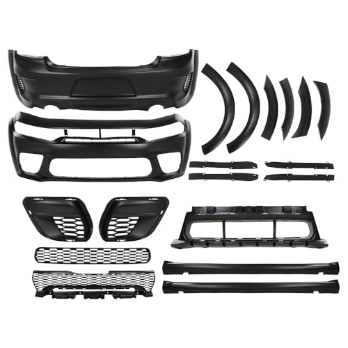 LQI Front Rear Bumper Body Kit Widebody Full Compatible with Dodge Charger SRT Style 2015-2023 Black