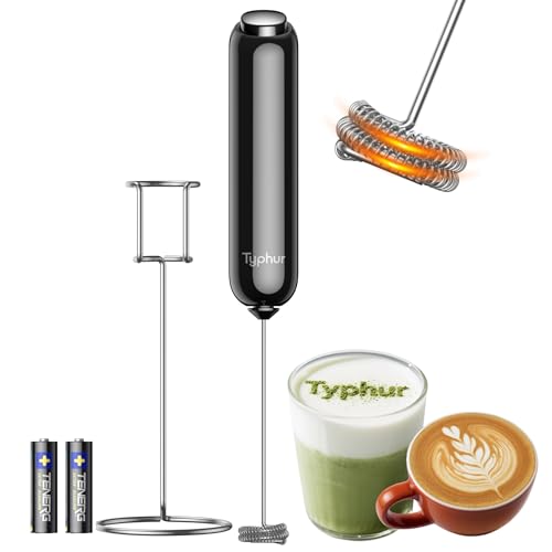 InstaWhisk Milk Frother with Variable Speed, Handheld Coffee Foam Frother Wand, Drink Mixer with Stand & Detachable Double Whisk, Stainless Stirrer for Latte, Matcha, Protein (Batteries Included)