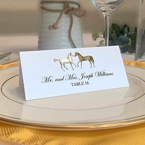 Two Horses Place Cards, Set of 25, Pre-cut and Scored - Wedding, Party, Dinner, and Special Events - Made in the USA