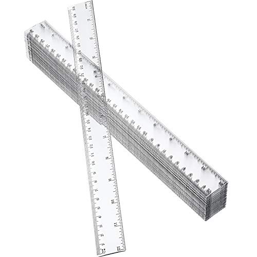 Eboot 50 Pack 12 Inch Rulers Bulk Clear Plastic Ruler Measuring Tool for Kids Student School Office