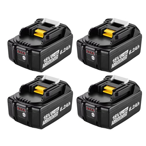 4pack 6000mAh BL1860 Battery Compatible for Makita 18V Battery Replacement Replace for BL1815 BL1830 BL1860 BL1820 1830B 1840B 1850B BL1890B