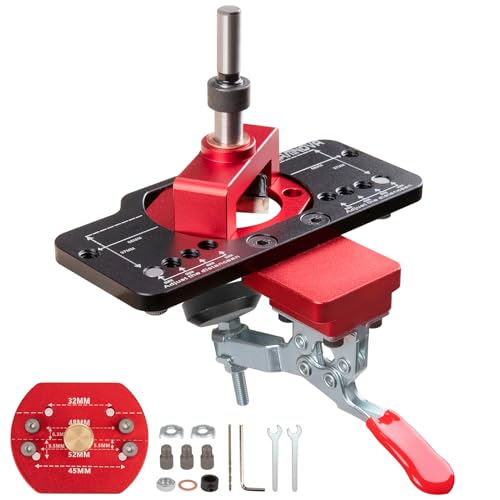 BEAMNOVA Upgraded 35mm Concealed Hinge Jig with Hole Drilling Guide Locator Compatible with 32mm, 45mm, 48mm and 52mm Hinges Cabinet Door Woodworking Tool Mounting Locking Hinge Boring Jig