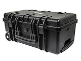 Monoprice Weatherproof Hard Case - 22 x 14 x 10 Inches, With Wheels and Customizable Foam, Shockproof, IP67, Ultraviolet And Impact Resistant Material, Black - Pure Outdoor Collection