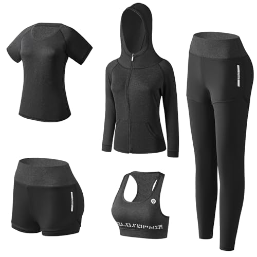 Workout Sets for Women Clothes Tracksuit Sport Yoga Fitness Gym Tennis Exercise Workout Clothes Athletic Activewear Sets (Black 03, S)