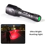 ULTRAFIRE Red Light LED Flashlight Hunting Torch 256 Yard 630 nm Wavelength Professional Red Beam Predator Light Single Mode Tactical Flashlight H-R3 (Battery Not Included)