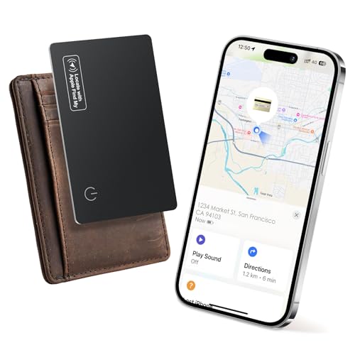 Wallet Tracker Card Air-Tag (iOS Only) - Work with Apple Find My, Bluetooth Tracker Smart Card Wallet Finder, 0.08in Slim, IP68 Waterproof, Item Locator for Luggage Tags, Passports, Purse