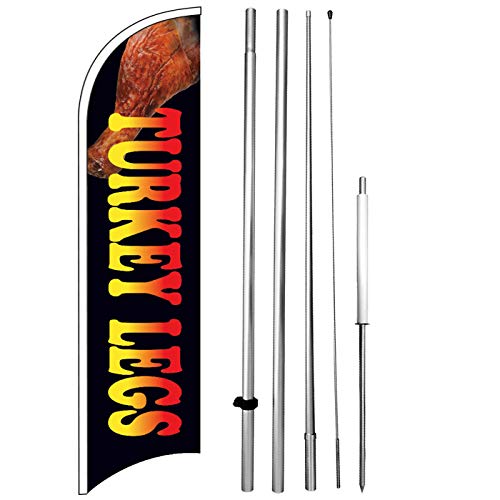 Turkey Legs Windless Swooper Flag Kit 15 Ft Tall Feather Banner Sign kb-h