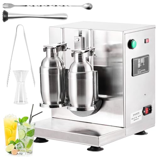 Garvee Automatic Milk Tea Shaking Machine, Electric Double Frame Milk Tea and Cocktail Shaker, 400r/min, Stainless Steel & Double Cups for for Bubble Tea, Boba Tea, Juice, Coffee, Milk, Wine