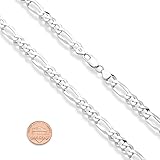 Miabella Solid 925 Sterling Silver Italian 9mm Diamond-Cut Figaro Link Chain Necklace For Men, Made in Italy (Length 24 Inches (men's average length))