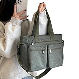 WIGUYUN Women Corduroy Satchel Tote Bag Multi Pockets Large Capacity Totes Handbag Casual Work Meaaenger Purse,Green