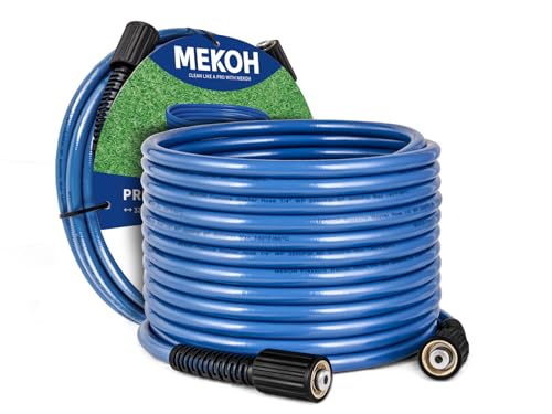 MEKOH 32ft Kink Resistant Pressure Washer Hose, 3500PSI 1/4" Power Washer Hose with M22 Brass Fitting, High Pressure Replacement Hose for Electric, Hose Extension for Car Wash, Patio & Garden Clean