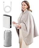 Zireot Heated Blanket Battery Operated,with Battery Pack,Cordless USB Heated Shawl,Outdoor Portable Electric Blanket,USB Heated Throw 3 Heating Levels,Softnees Heating Blanket for neeck and Shoulder