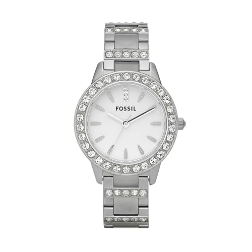 Fossil Women's Jesse Quartz Stainless Steel Three-Hand Watch, Color: Silver Glitz (Model: ES2362)
