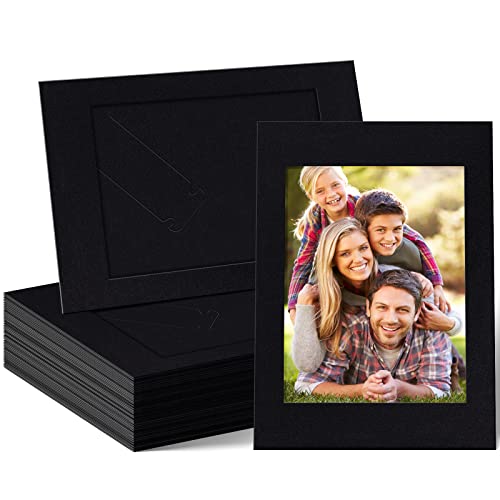 Juexica 100 Pieces Paper Picture Frames 4x6 Standing Photo Frames with Easel Stand Cardboard Picture Art for Family DIY Craft Decoration Christmas Graduation Wedding Display, Black