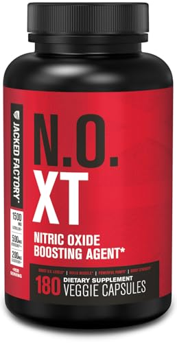 Jacked Factory N.O. XT Nitric Oxide Supplements for Men w/Nitrosigine L Arginine L Citrulline Supplement for Muscle Pumps & Vascularity - Pre Workout Nitric Oxide Booster & Muscle Builder - 180 Caps