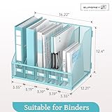 SUPEASY Desk Organizers Metal Desk Magazine File Holder with 5 Vertical Compartments Rack File Organizer for Office Desktop, Home Workspace, Blue Plus