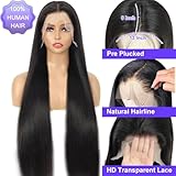 ALI PANDA 250% Density 30 Inch 13x6 Lace Front Wigs Human Hair Straight HD Lace Front Wigs Human Hair Pre Plucked 100% Human Hair Glueless Wigs Human Hair For Black Women with Baby Hair