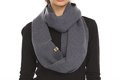 100% Merino Wool Everyday Knit Infinity Scarf - Winter Loop Scarf - Midweight Scarves for Women and Men - Charcoal Gray - One Size