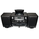 Supersonic Black Edition Vintage Bluetooth Stereo System Home Music Audio System,CD/MP3 Player,AM/FM Radio,Dual Cassette Player/Rec USB inputs,Detachable Speakers,AC/DC,(Remote Included)Matte Black