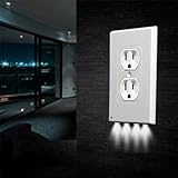 2 Pack - Wall Plate Night Light - Hello Light - LED Night Lights Built Into Electrical Outlet Wall Plates - Turn NightLight On/Off Automatically (Duplex, White)