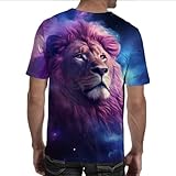 Men Galaxy Lion Face T Shirt 3D Print T-Shirts Funny Graphics Tees Crewneck Short Sleeve Tees for Mens Womens(Galaxy Lion Face -XXXL)