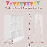 DINZI LVJ Toy Storage Organizer, Kids Bookshelf, Wood Toy Storage Cabinet, 8 Cubby Children Bookcase, Toddler Book Toy Shelf for Playroom, Bedroom, Nursery, Hallway, School, 39.4" Long, White