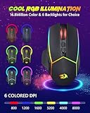 Redragon Wireless Gaming Mouse, Tri-Mode 2.4G/USB-C/Bluetooth Ergonomic Mouse Gaming, 8000 DPI, RGB Backlit, Fully Programmable, Rechargeable Wireless Computer Mouse for Laptop PC Mac, M814