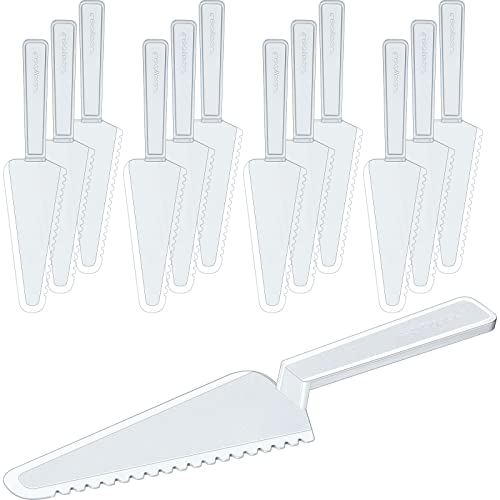 Suclain Disposable Cake Cutter 9.1 Inch Plastic Cake Server Cutting Plastic Spatula Knives Pie Pizza Pastry Slicer Serving Utensils for Kitchen Wedding(Clear,50 Pieces)